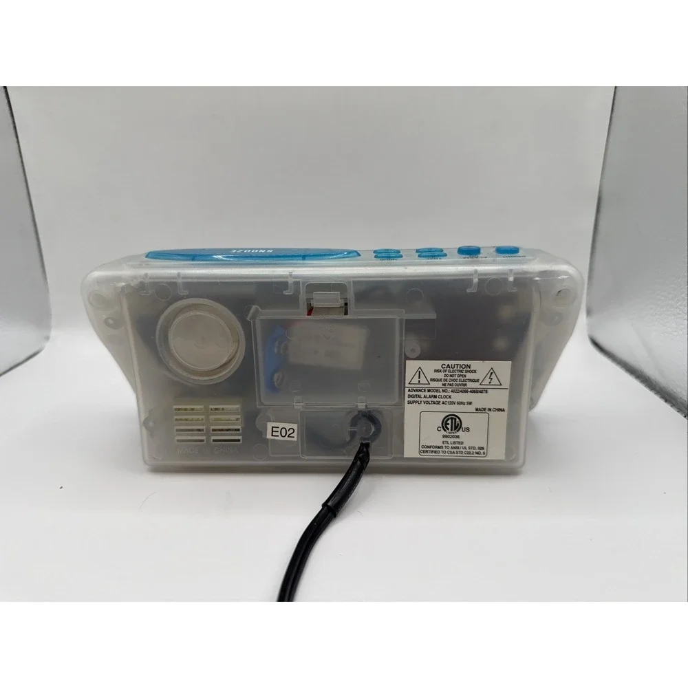 VTG Advance Digital Alarm Clock Clear/ Teal Snooze Dimmer Model 4022 Red LED